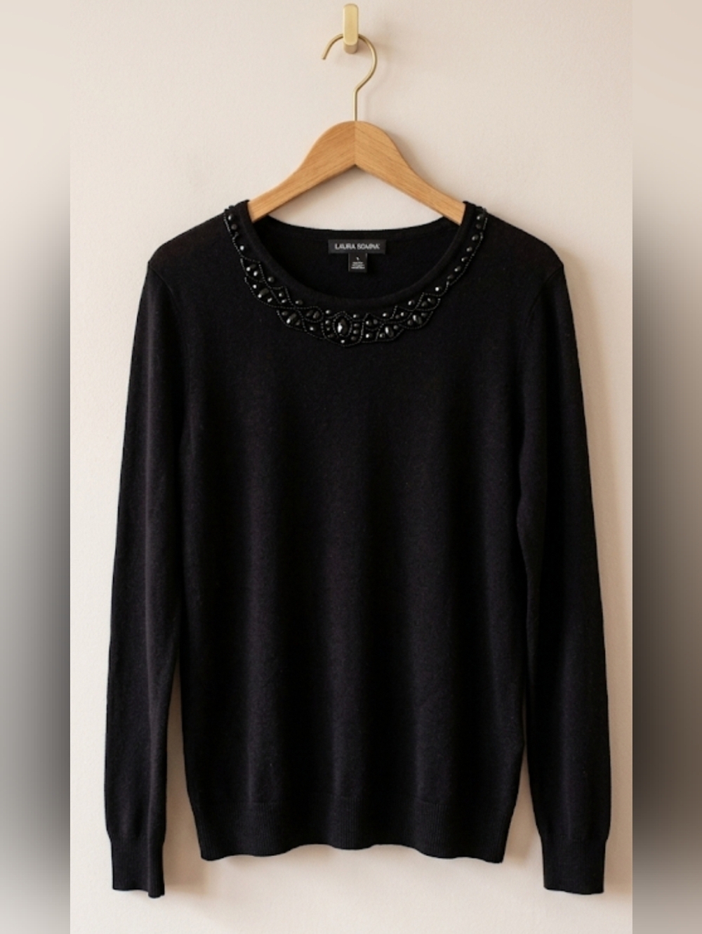 Laura Scott Black Beaded Sweater XL